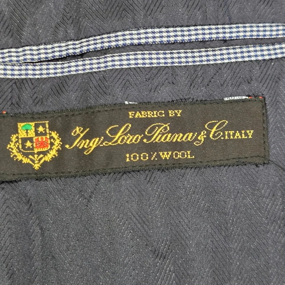 Loro Piana Pinstripe Blazer Men 46R Navy Blue Wool Super 120s Union Made USA